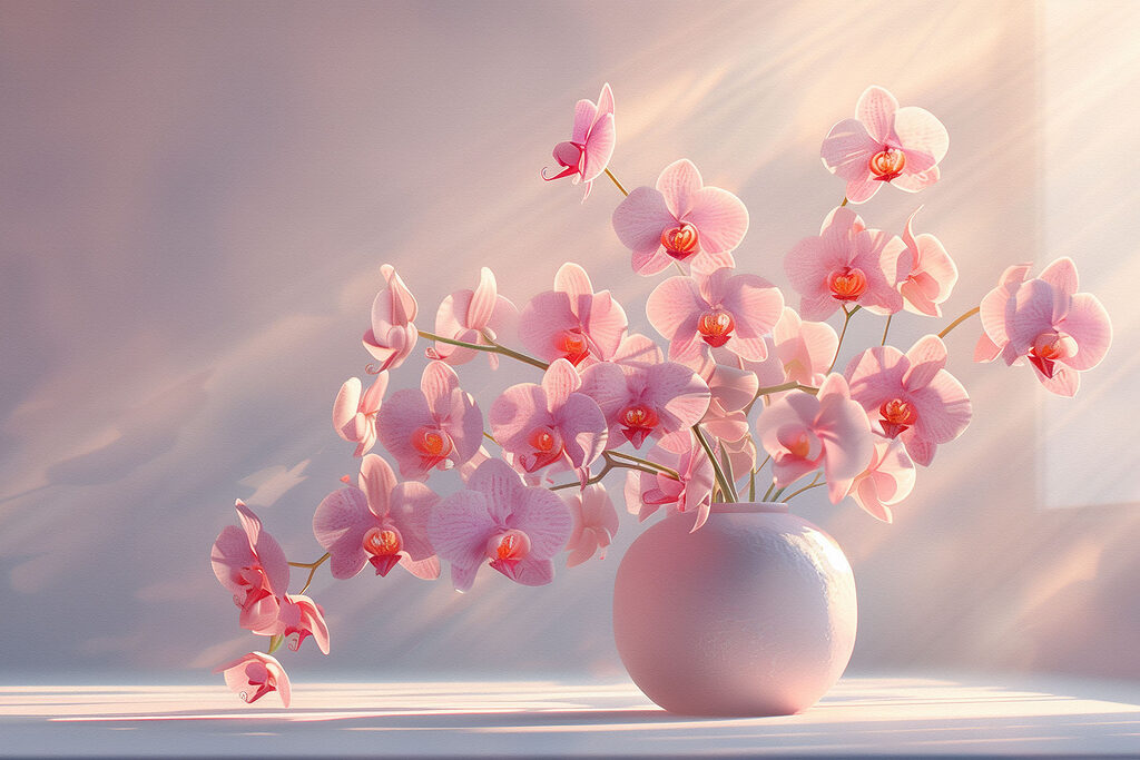 Orchidées roses — motif complet