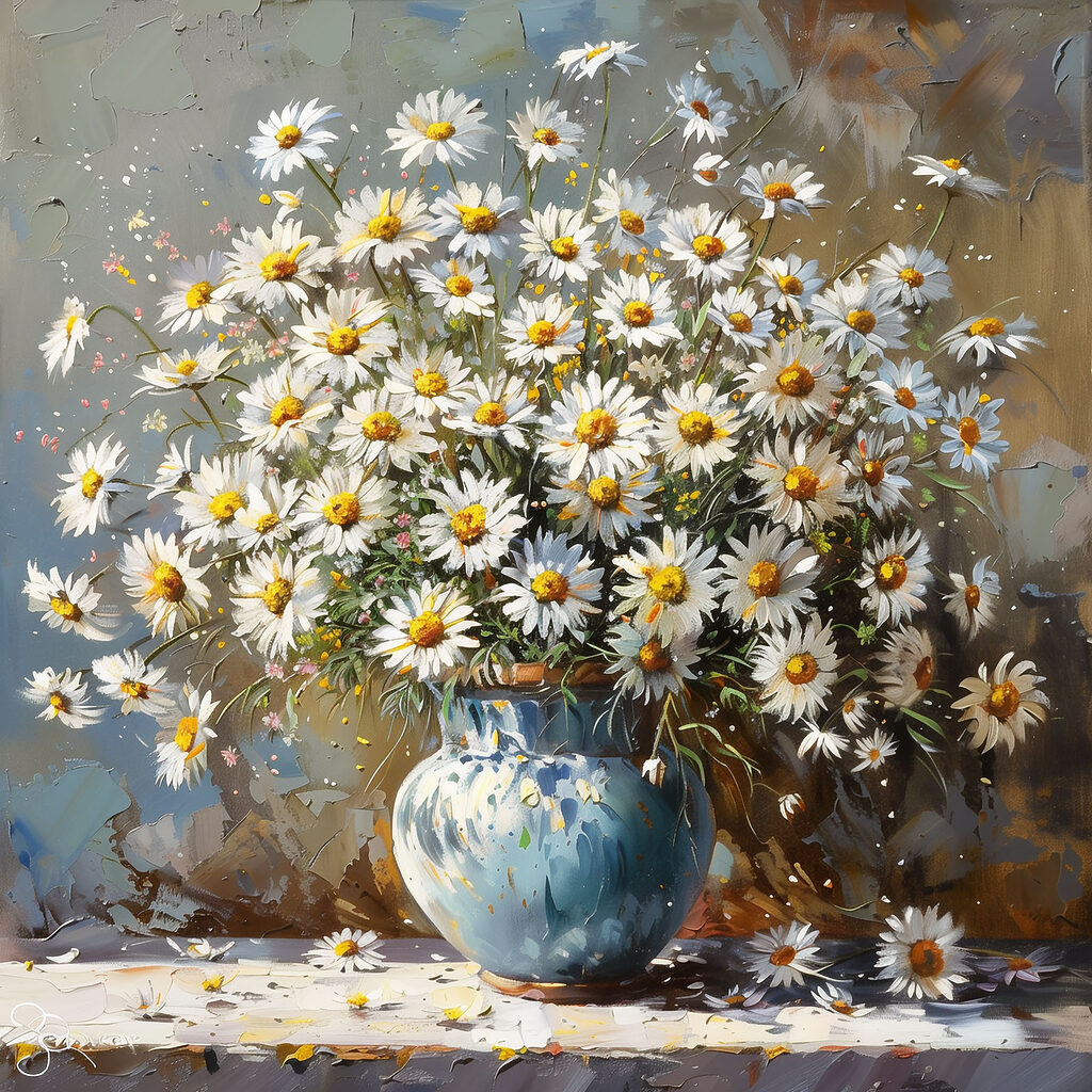 Grand bouquet de pâquerettes — motif complet