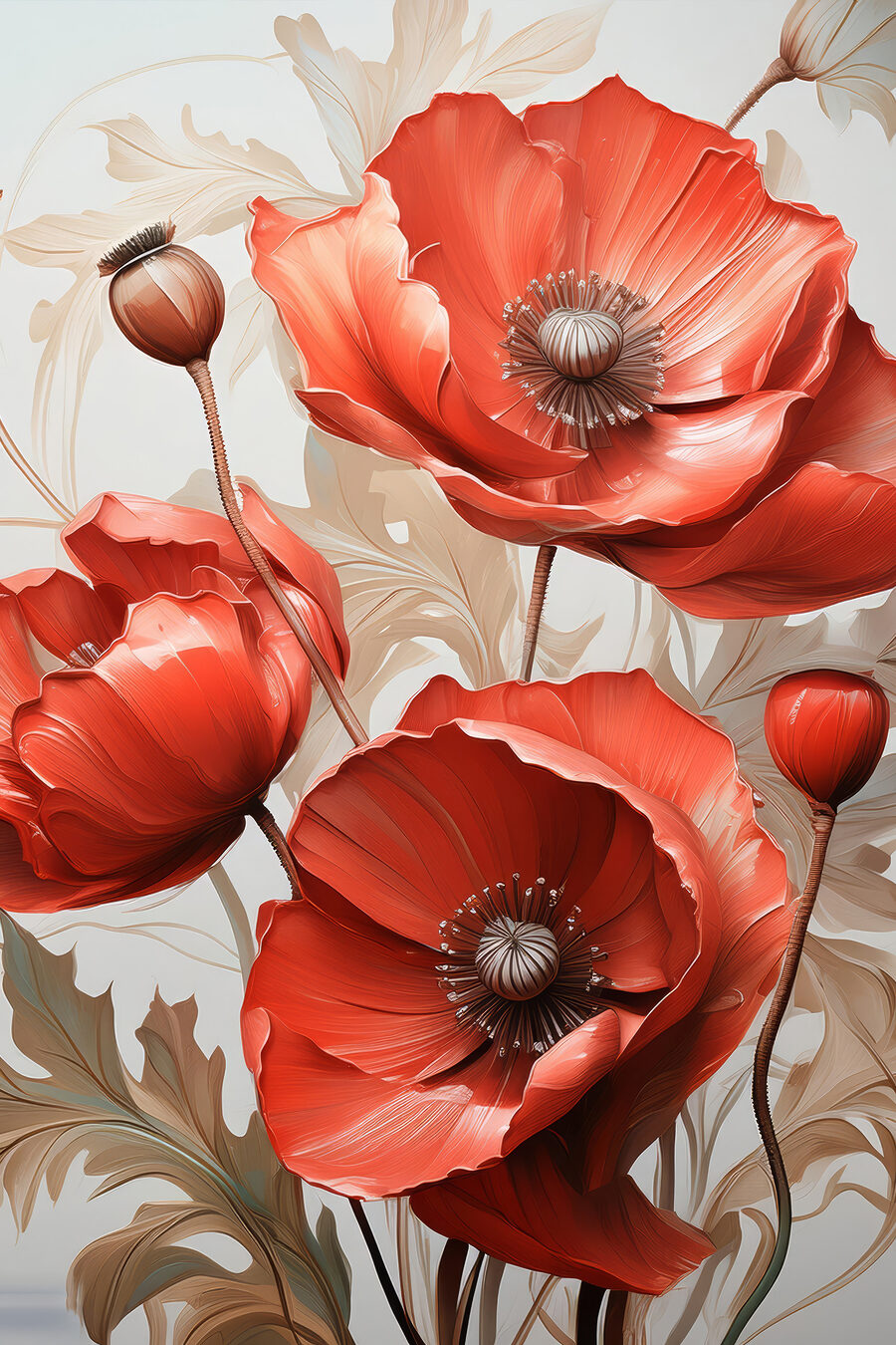 Coquelicots rouges éclatants — motif complet
