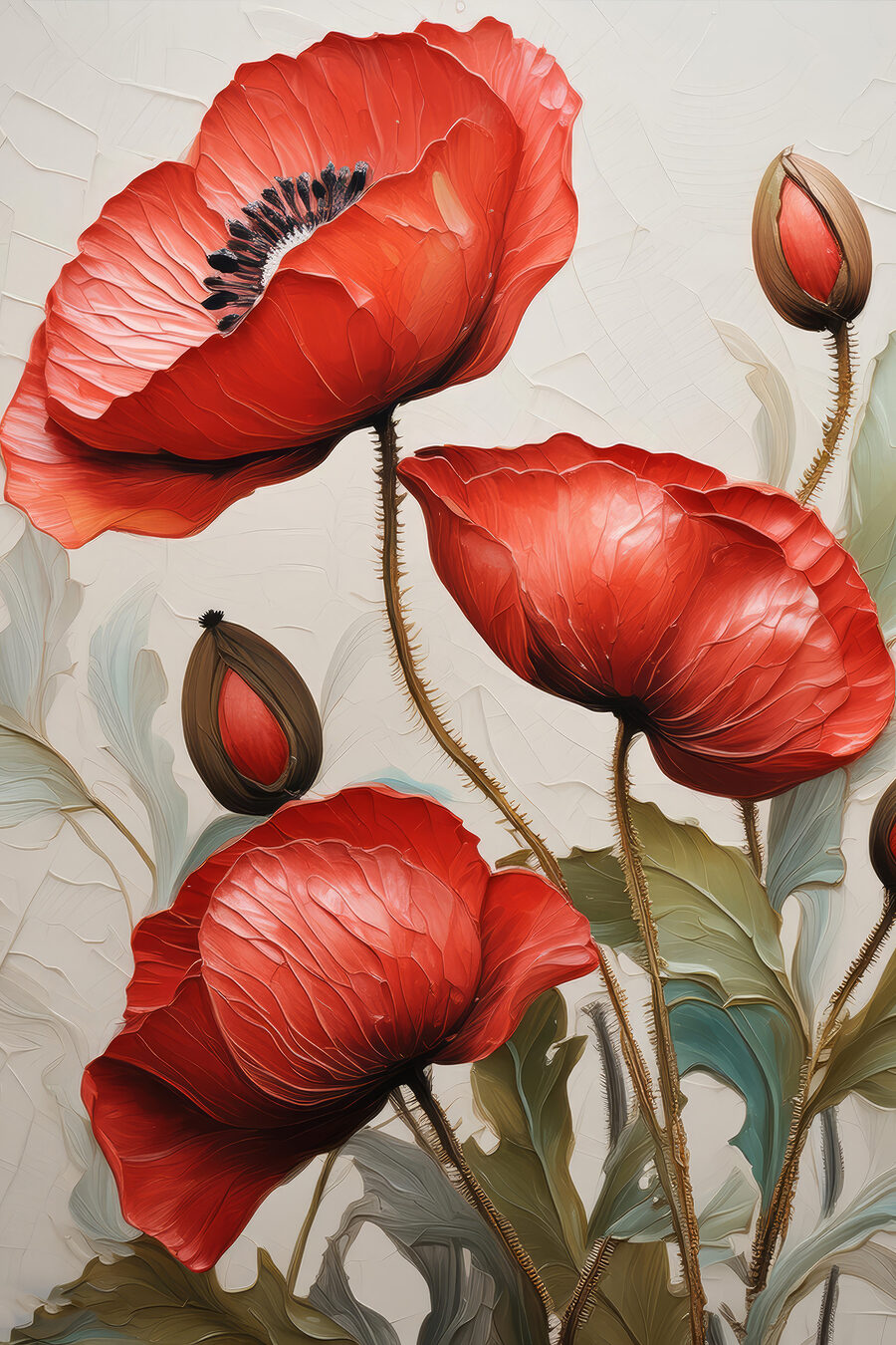 Coquelicots rouges épanouis — motif complet