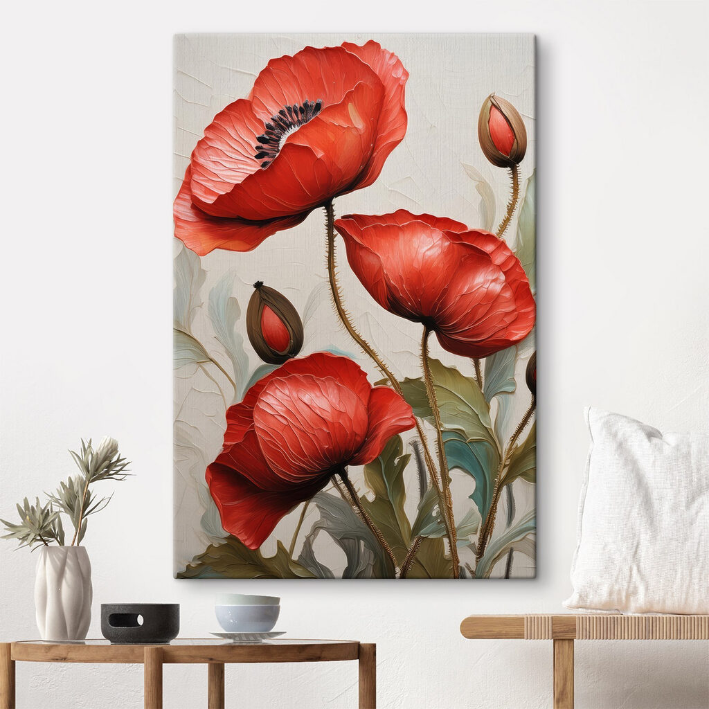 Coquelicots rouges épanouis — intérieur 3