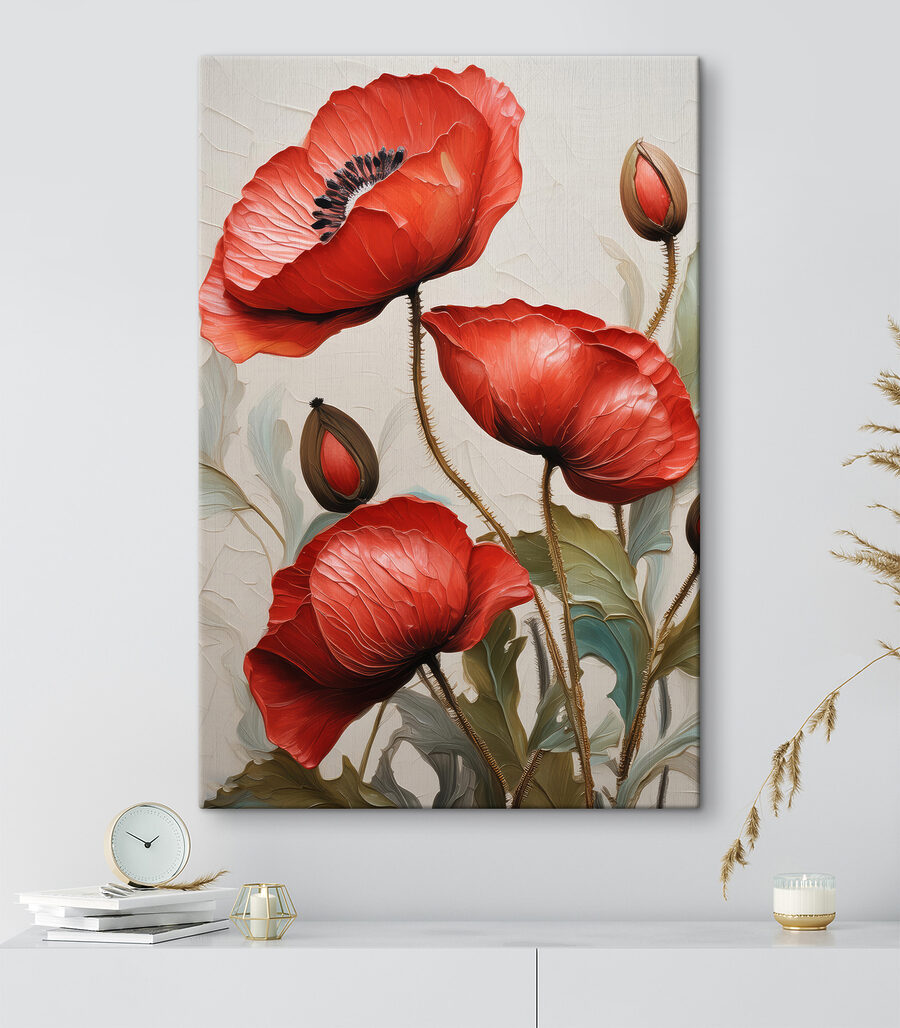 Coquelicots rouges épanouis — intérieur 1