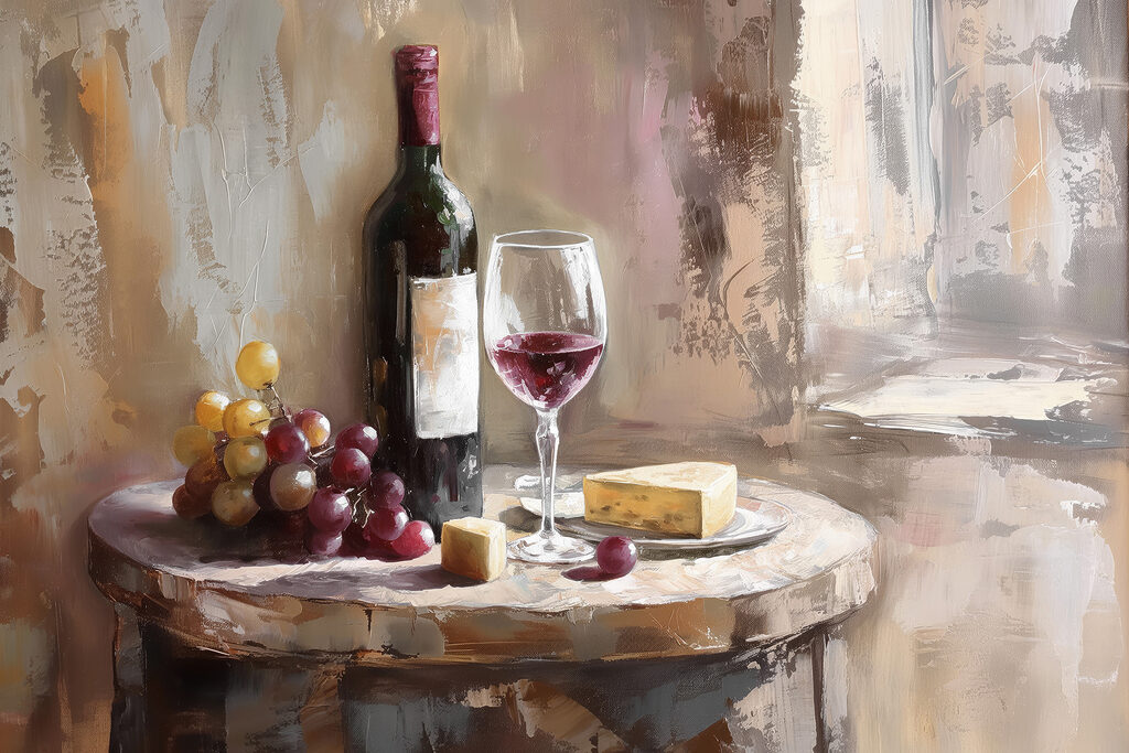 Vin, raisins et fromage — motif complet