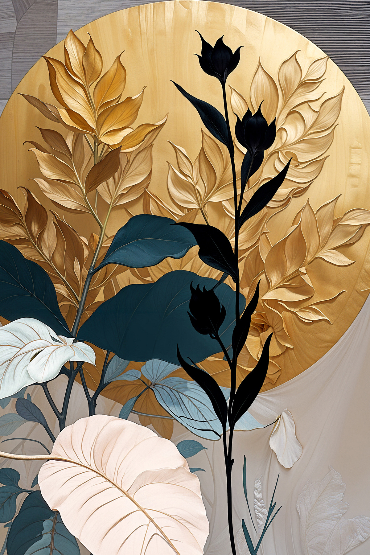 Feuillage en contraste — motif complet