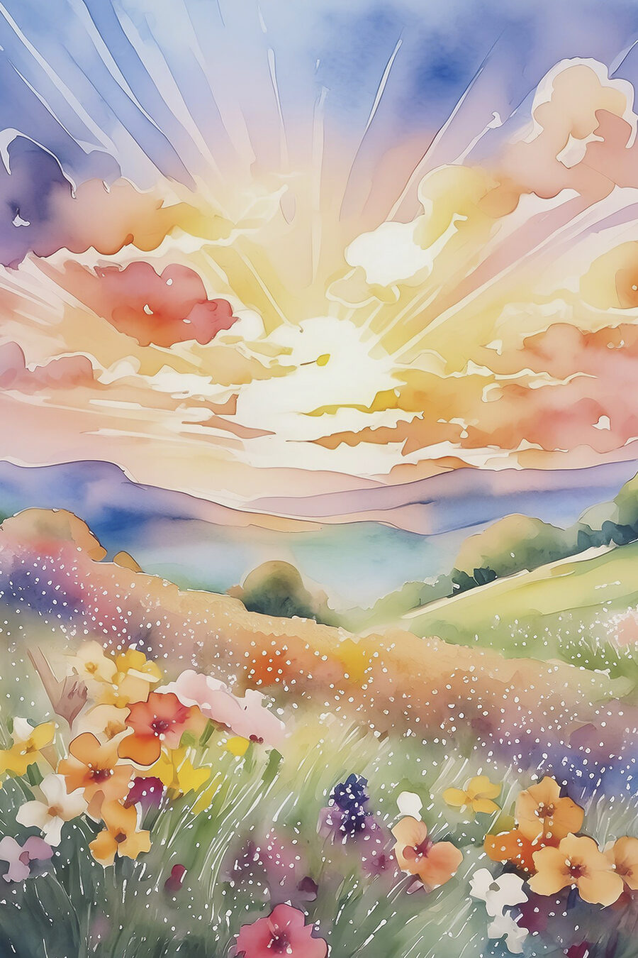 Rayons sur la prairie — motif complet