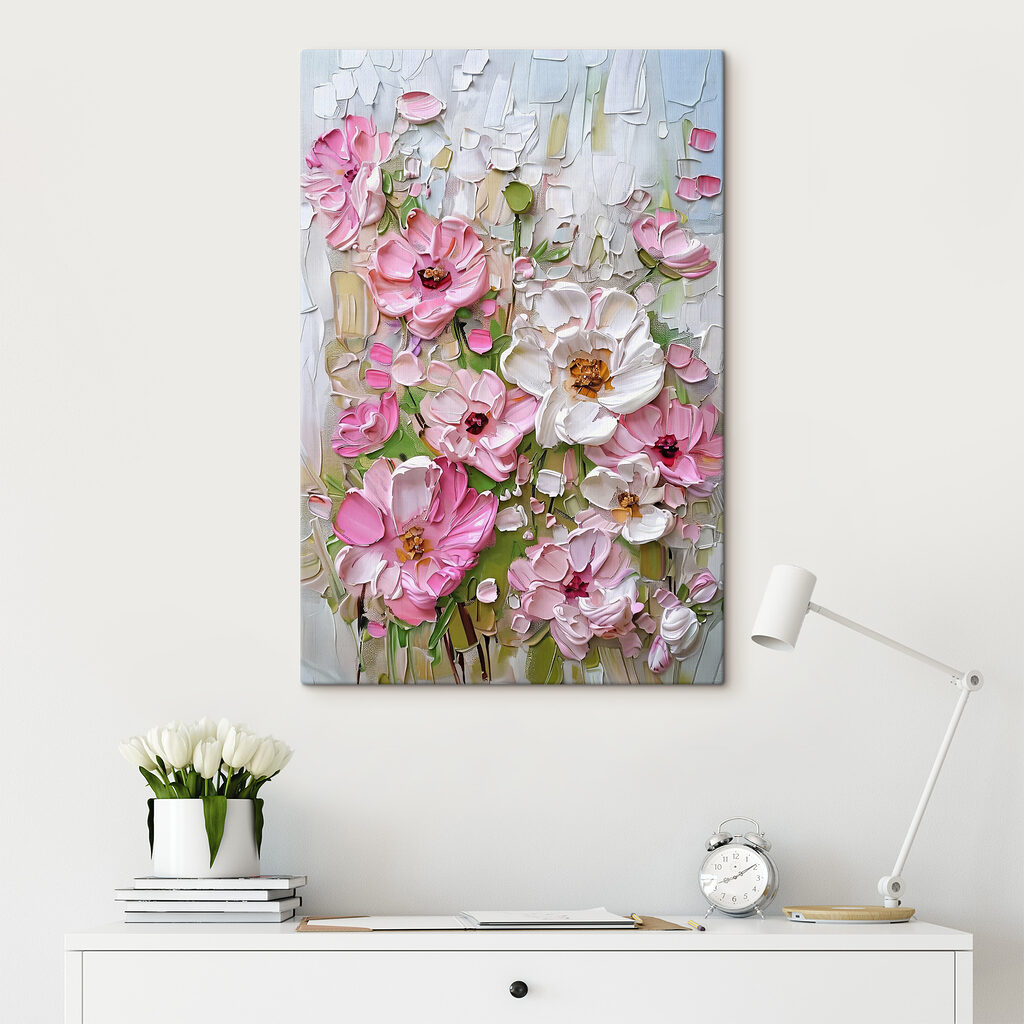 Fleurs sur blanc craquelé — intérieur 2