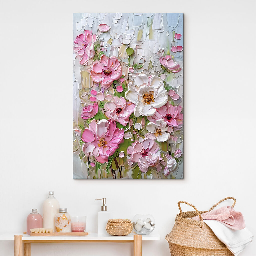 Fleurs sur blanc craquelé — intérieur 3