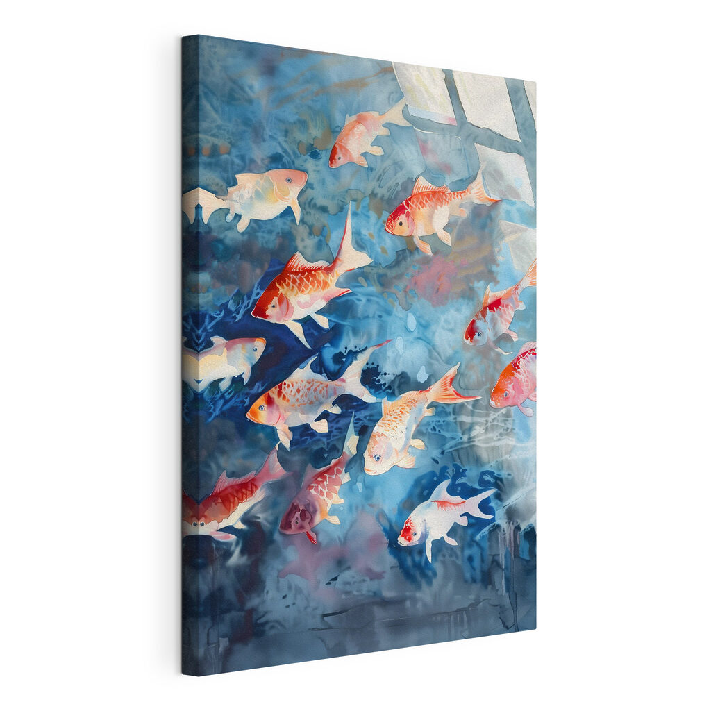 Banc de poissons, toile tendue et bord enveloppé