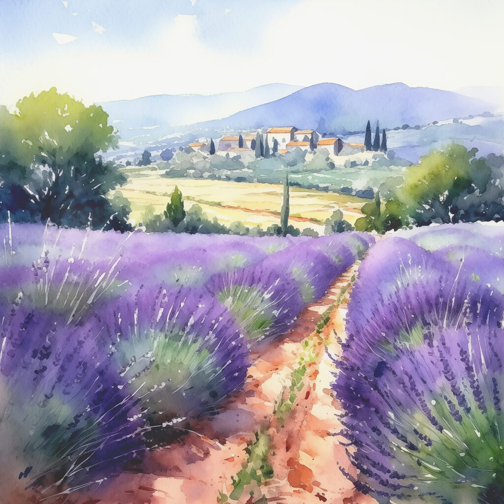 Chemin dans la lavande — motif complet