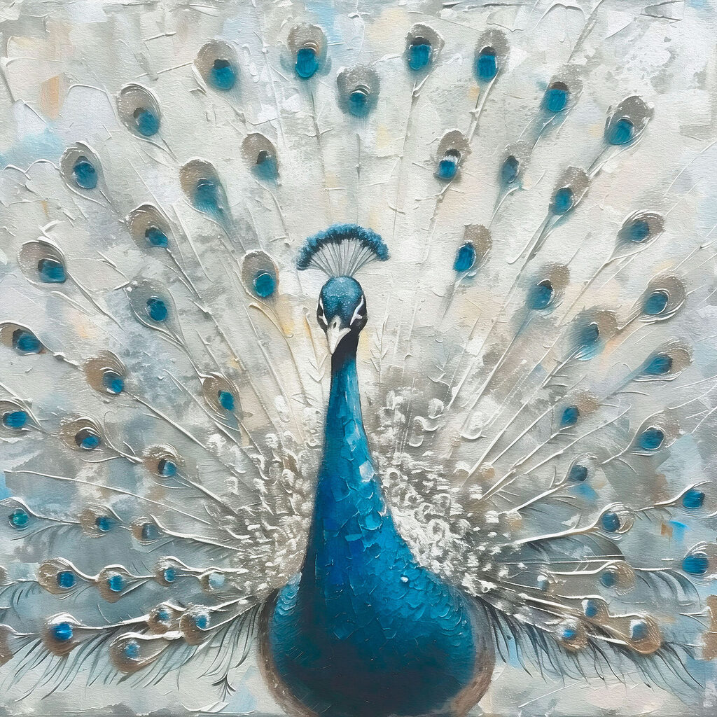 Paon aux plumes pâles — motif complet