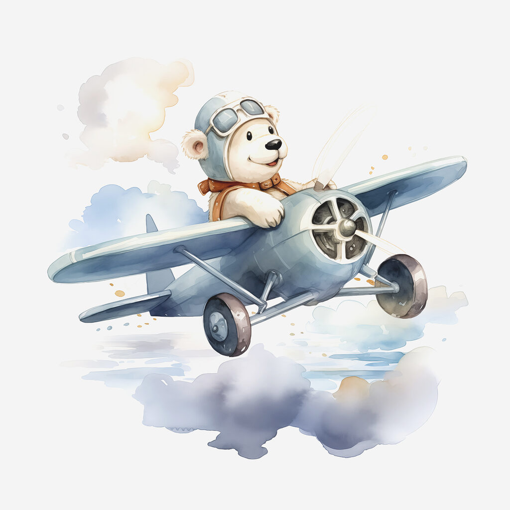 Ourson aviateur — motif complet