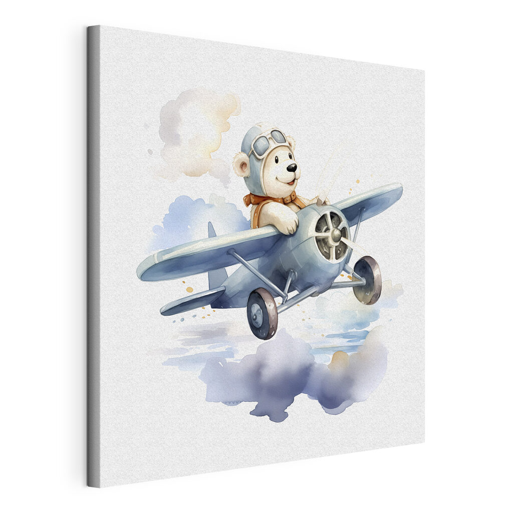 Ourson aviateur, toile tendue et bord enveloppé
