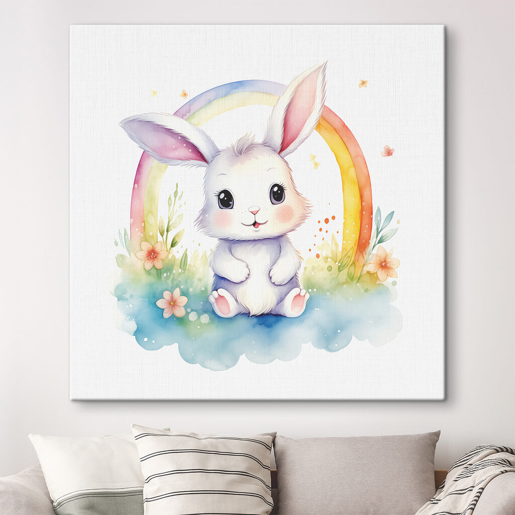 Petit lapin sous l’arc-en-ciel — intérieur 1