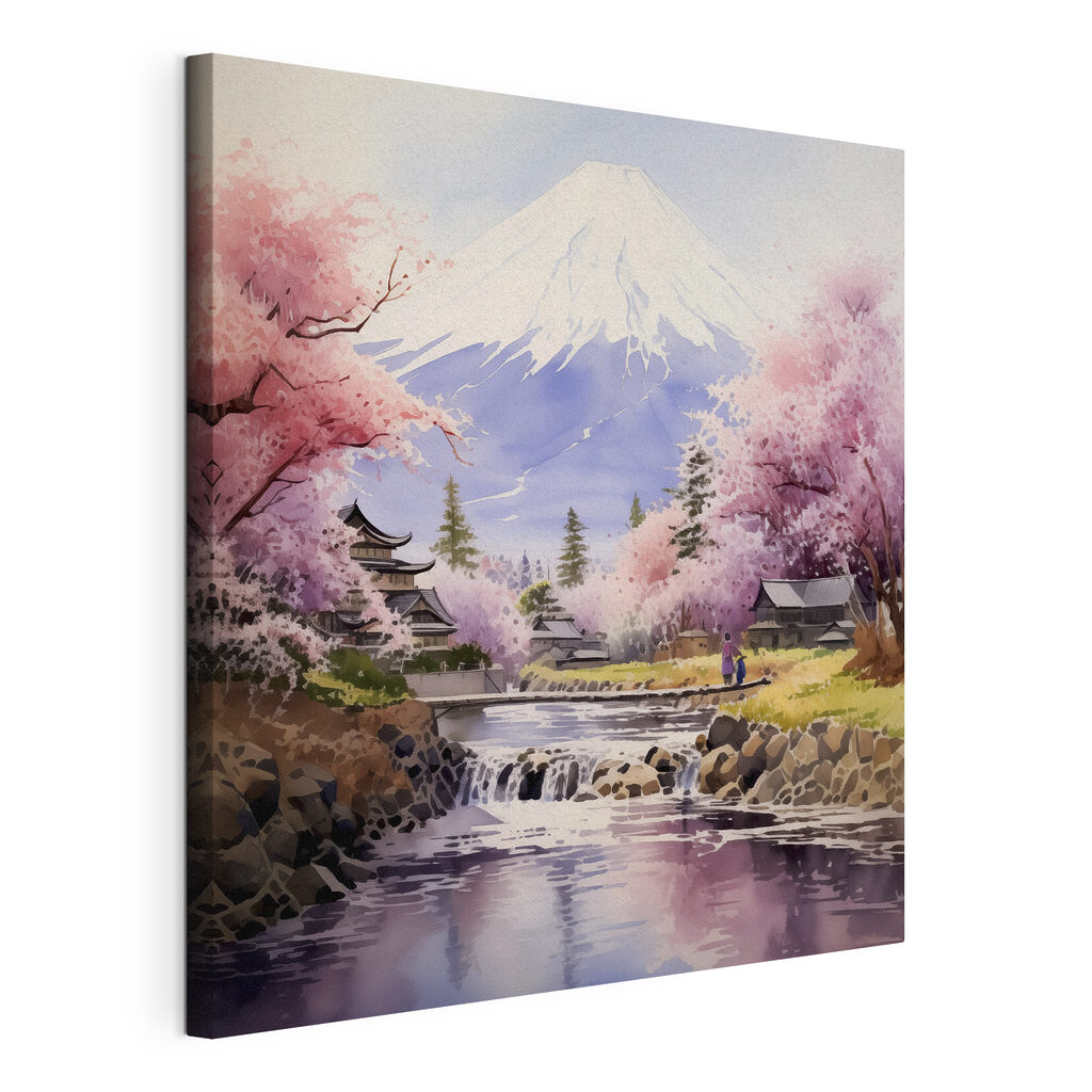 Montagne encadrée de fleurs — vue du produit
