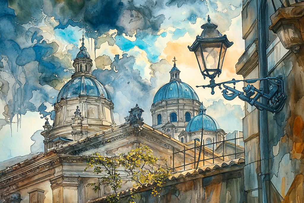 Coupoles et réverbère — motif complet