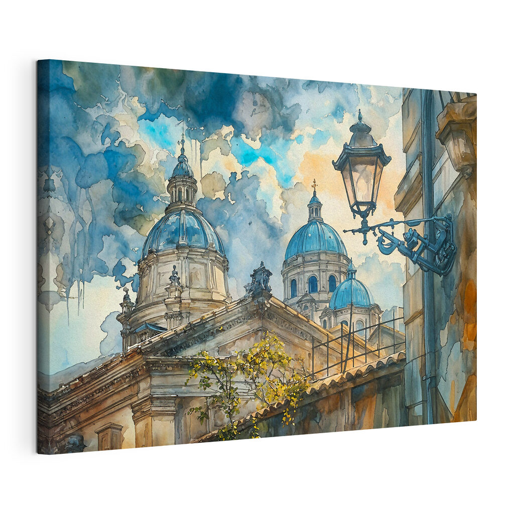 Coupoles et réverbère, toile tendue et bord enveloppé