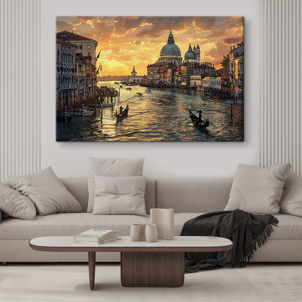 Venise au soleil couchant dans un intérieur