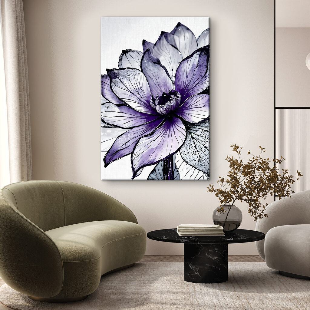 Fleur violette, fines nervures — intérieur 1