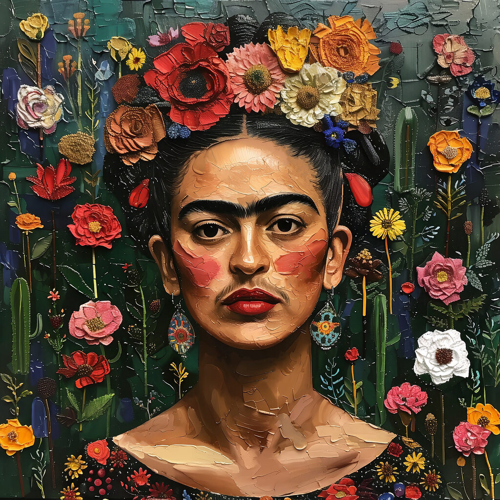 Frida au jardin fleuri — motif complet
