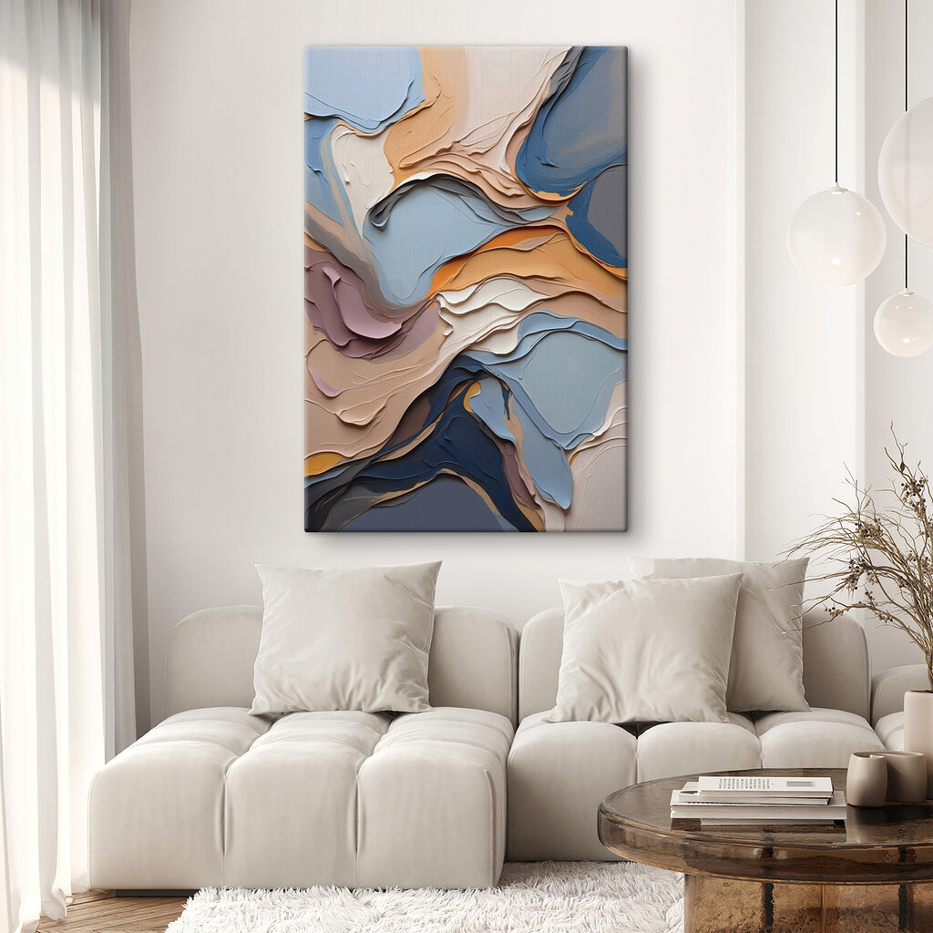 Pastels et bleu profond — intérieur 1