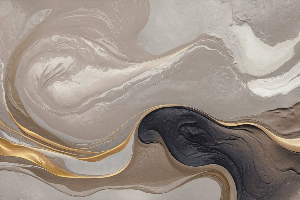 Vagues grises, lignes dorées — motif complet