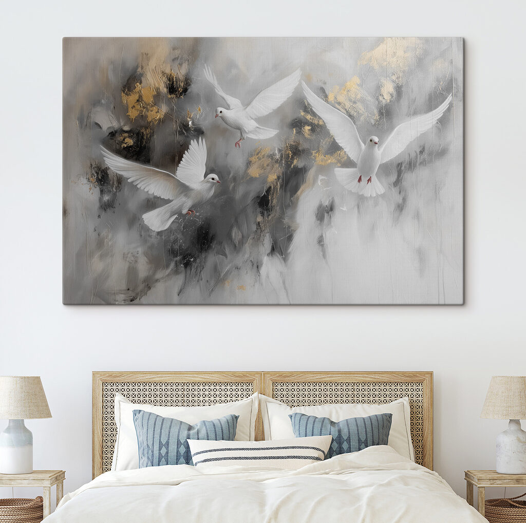 Envol d’oiseaux blancs — intérieur 2