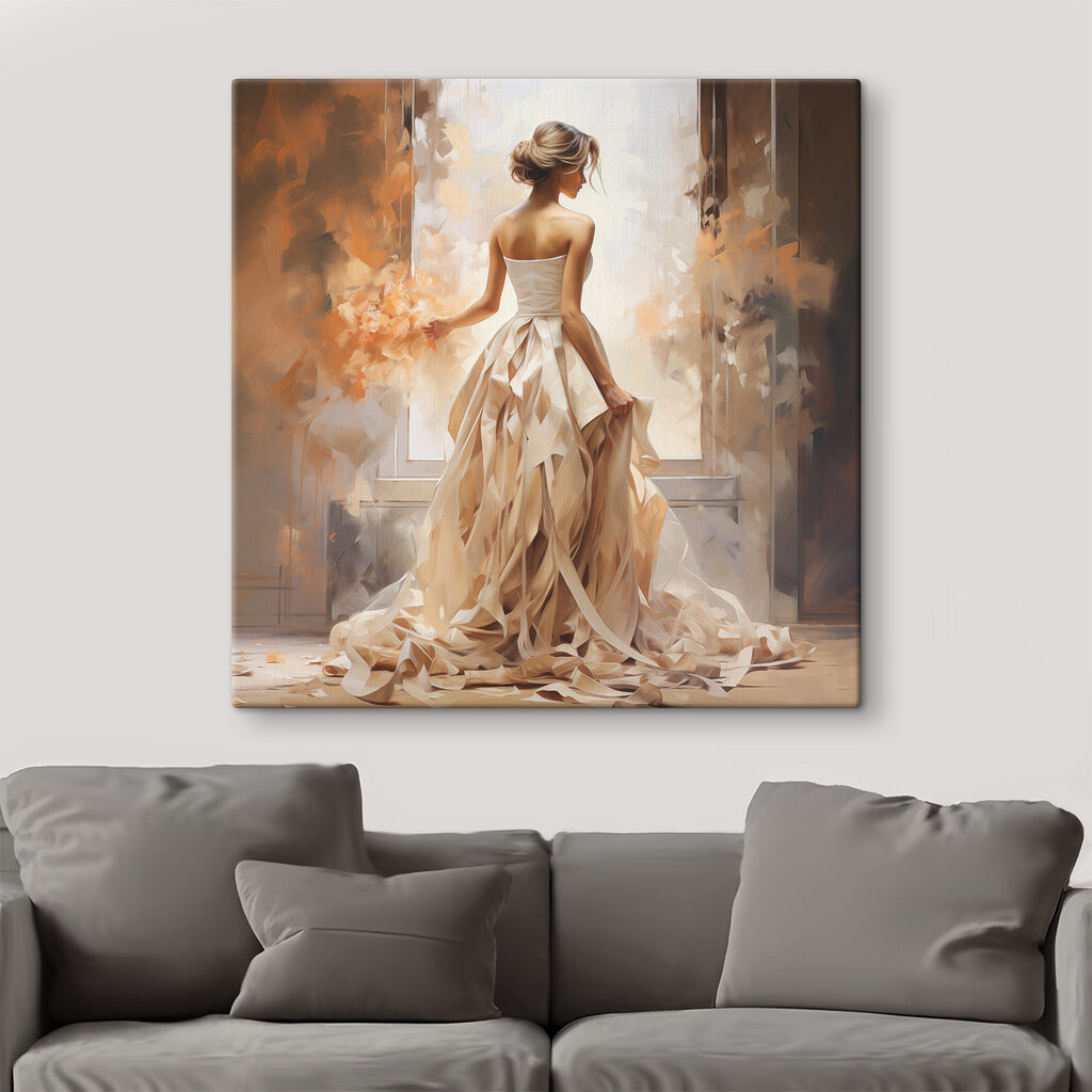 Robe aux plis lumineux dans un intérieur