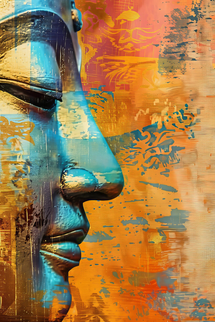 Bouddha aux tons turquoise — motif complet