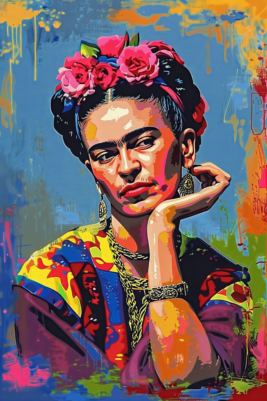 Frida, le menton appuyé — motif complet