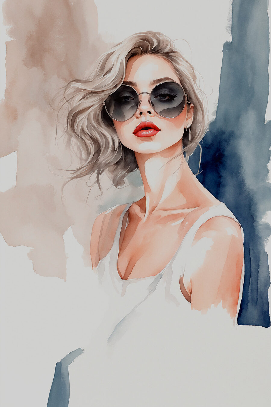 Lunettes de soleil aquarellées — motif complet