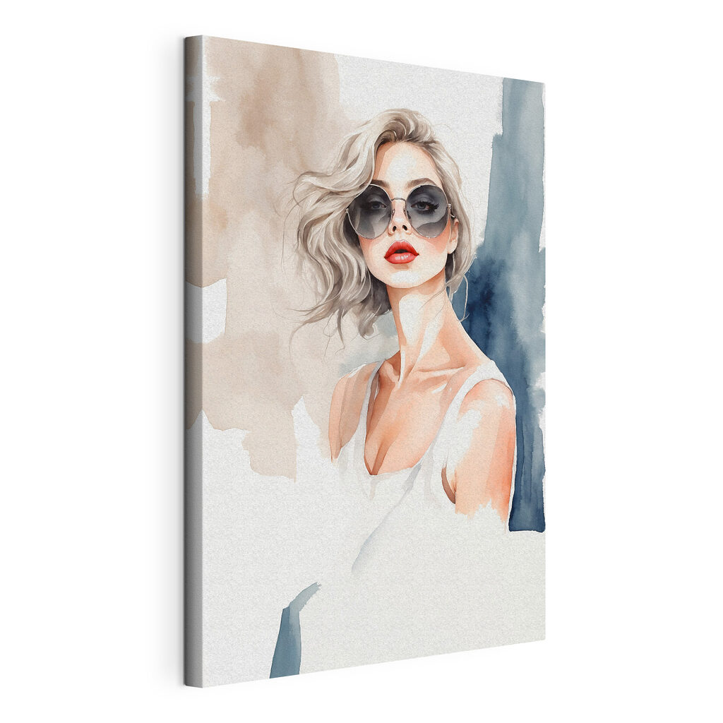 Lunettes de soleil aquarellées, toile tendue et bord enveloppé
