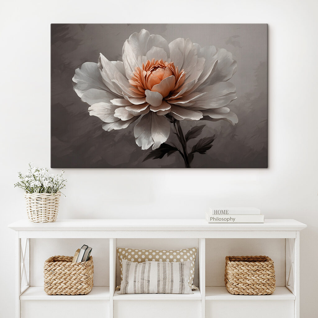Pivoine sur gris profond — intérieur 2