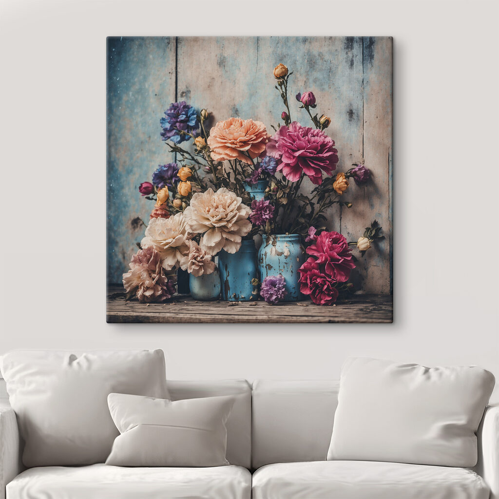 Bouquets aux vases turquoise — intérieur 2