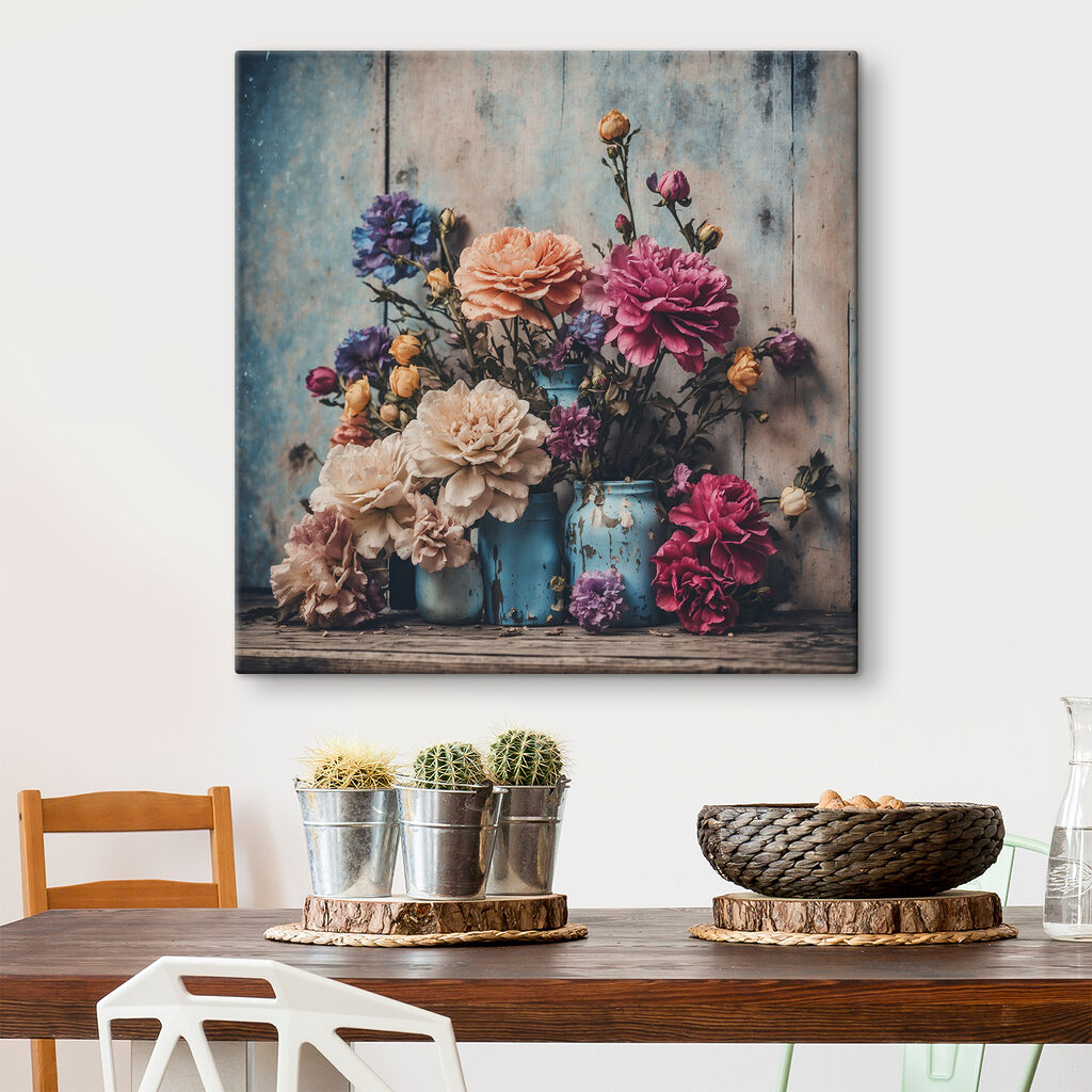 Bouquets aux vases turquoise — intérieur 3