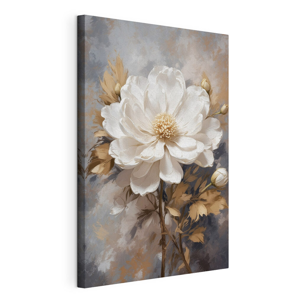 Hautes fleurs blanches, toile tendue et bord enveloppé