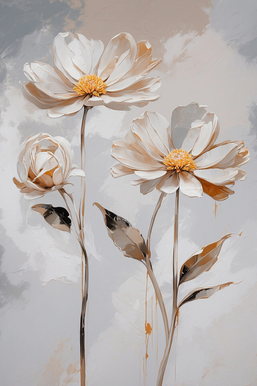 Deux fleurs couleur sable — motif complet