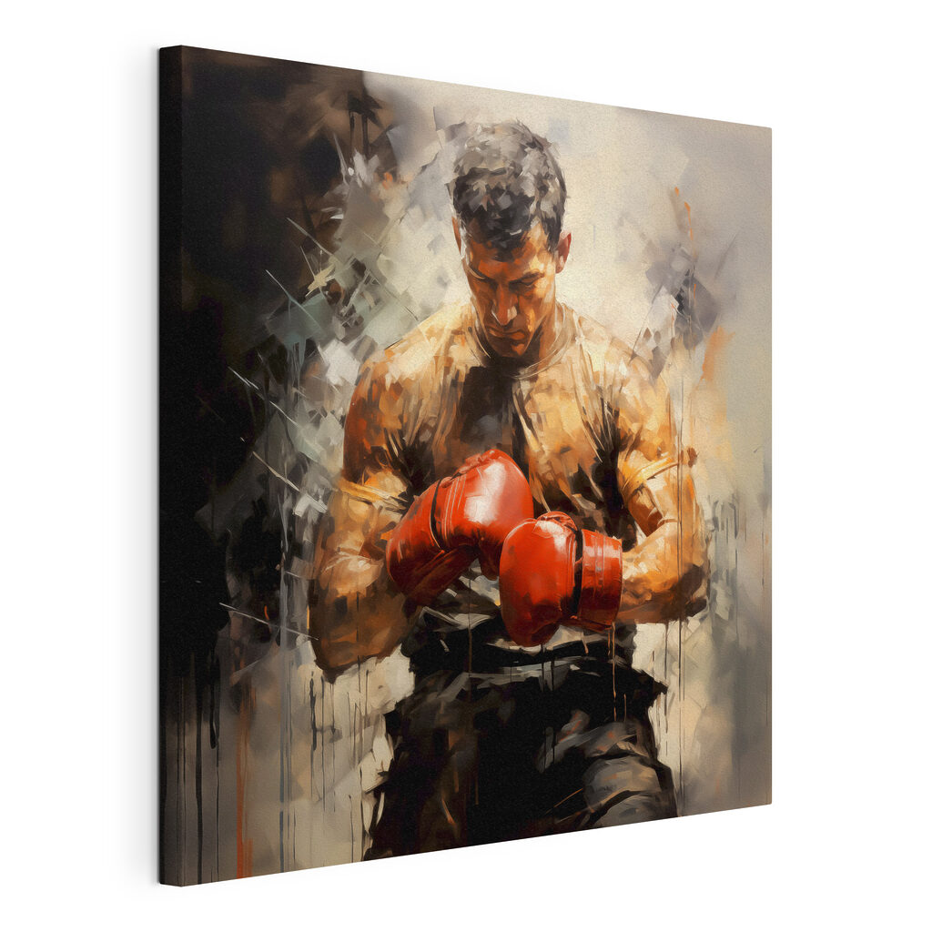 Boxeur aux ombres chaudes, toile tendue et bord enveloppé