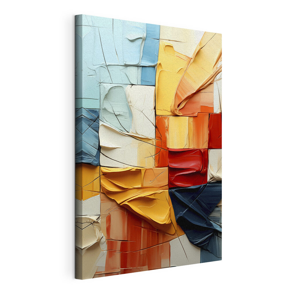 Pliages de couleurs, toile tendue et bord enveloppé