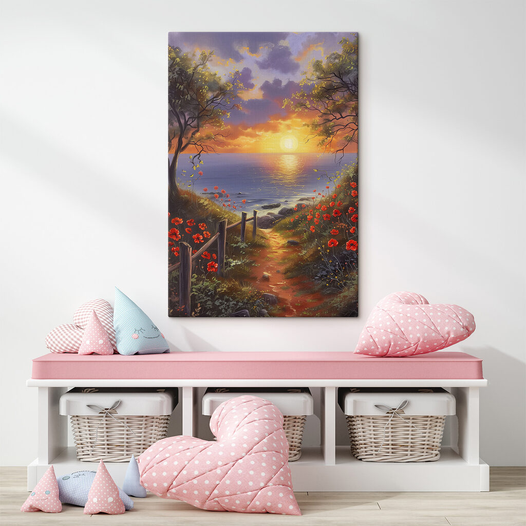 Sentier fleuri au couchant — intérieur 1