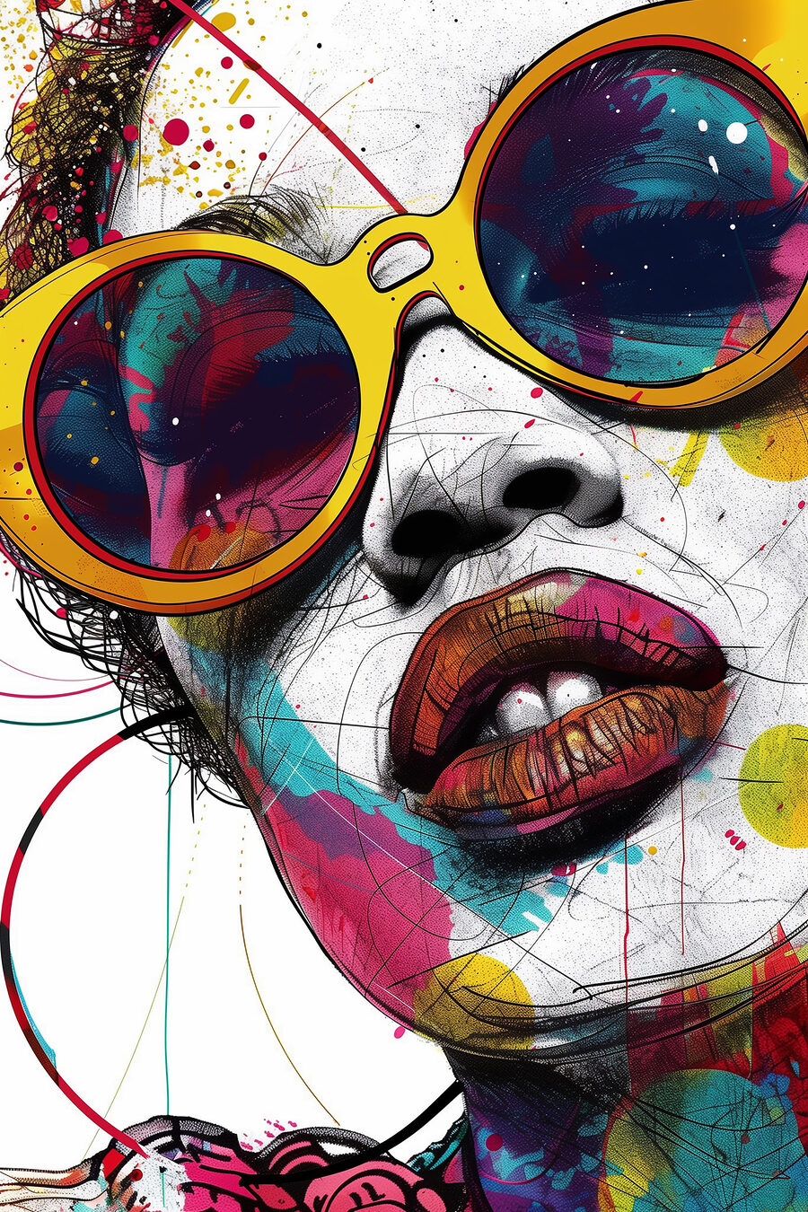 Grandes lunettes rondes — motif complet