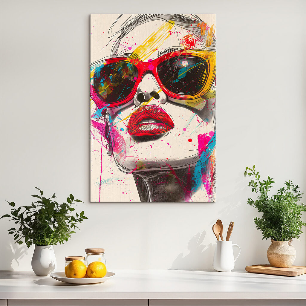 Lunettes rouges, lèvres vives — intérieur 2