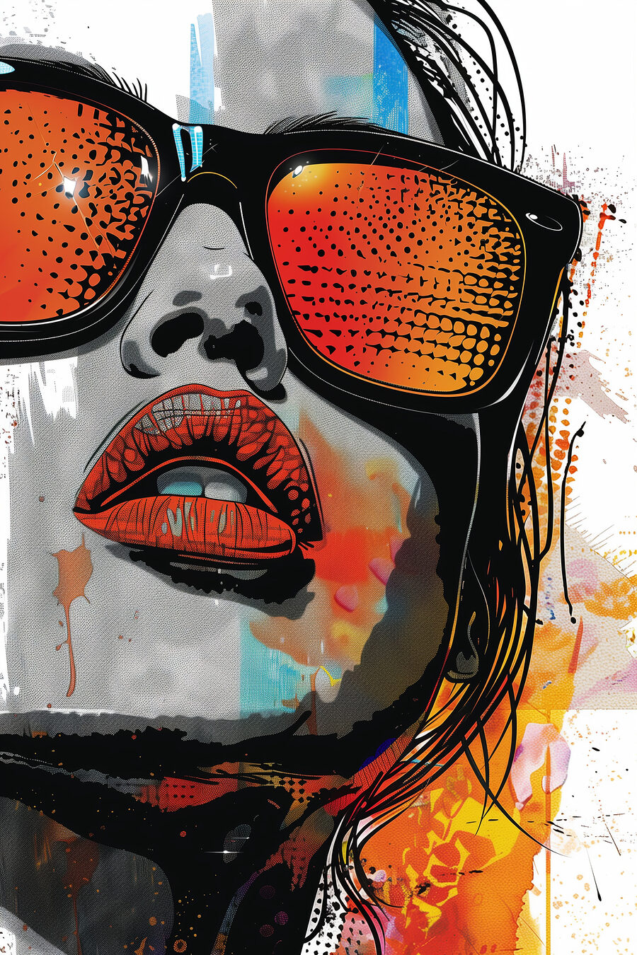 Lunettes aux reflets orange — motif complet