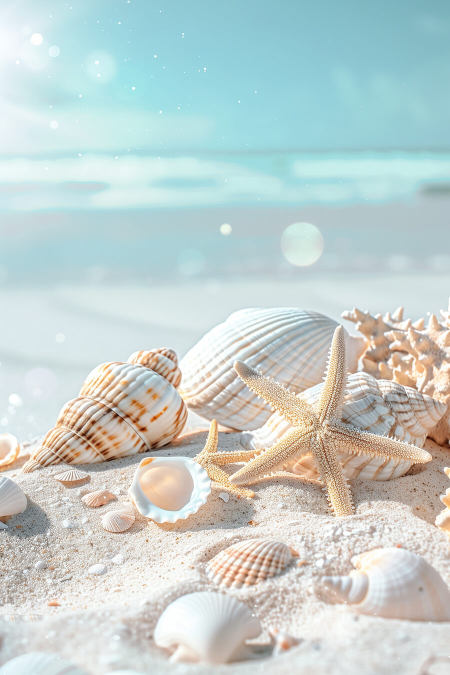 Coquillages et mer claire — motif complet