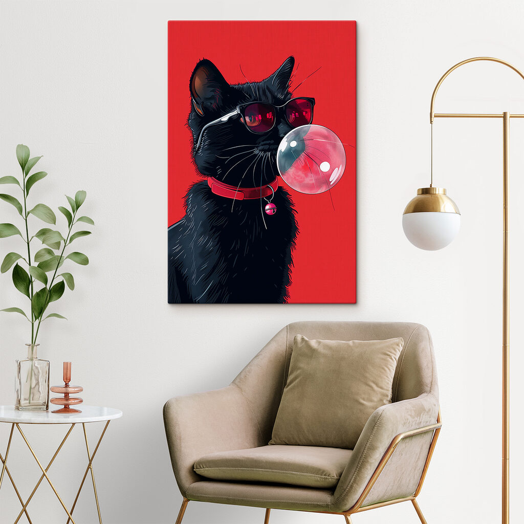 Chat noir, chewing-gum rose — intérieur 1