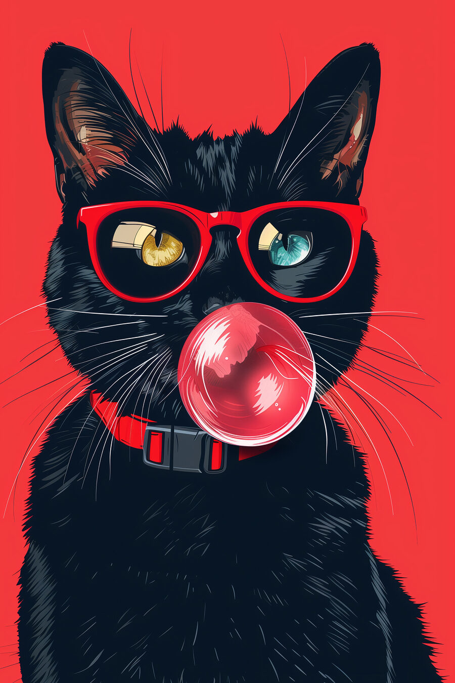 Chat au chewing-gum — motif complet