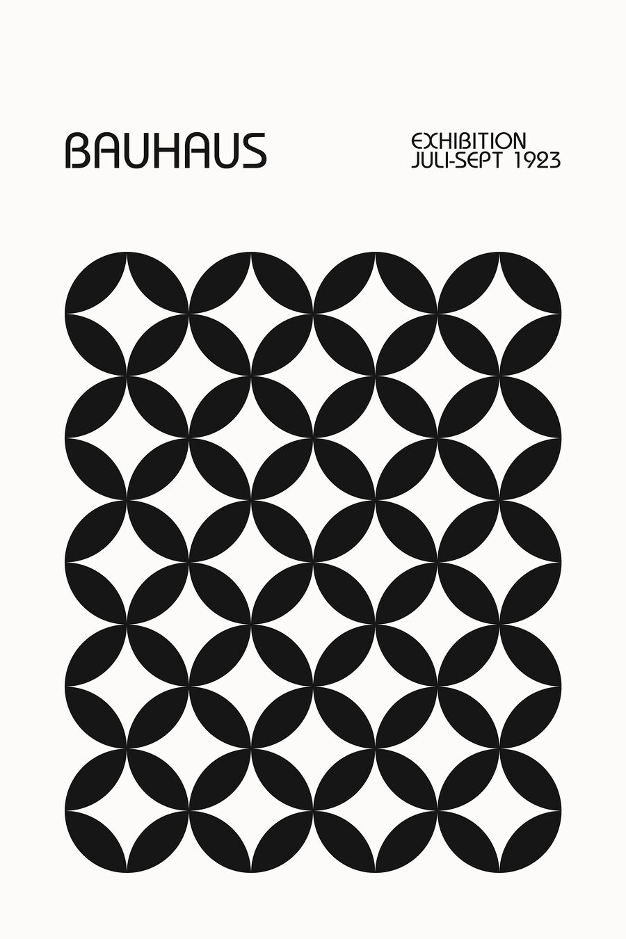 Bauhaus en fleurs noires — motif complet