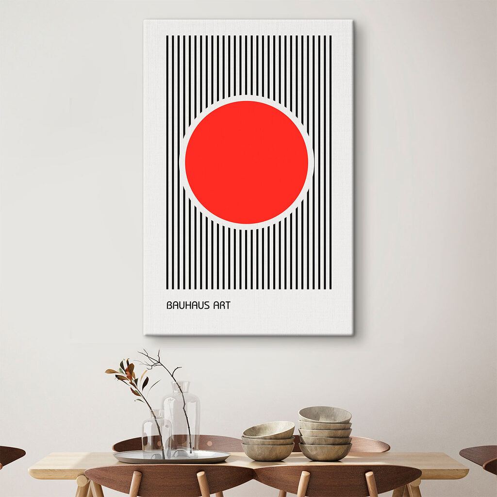 Cercle rouge sur rayures — intérieur 1