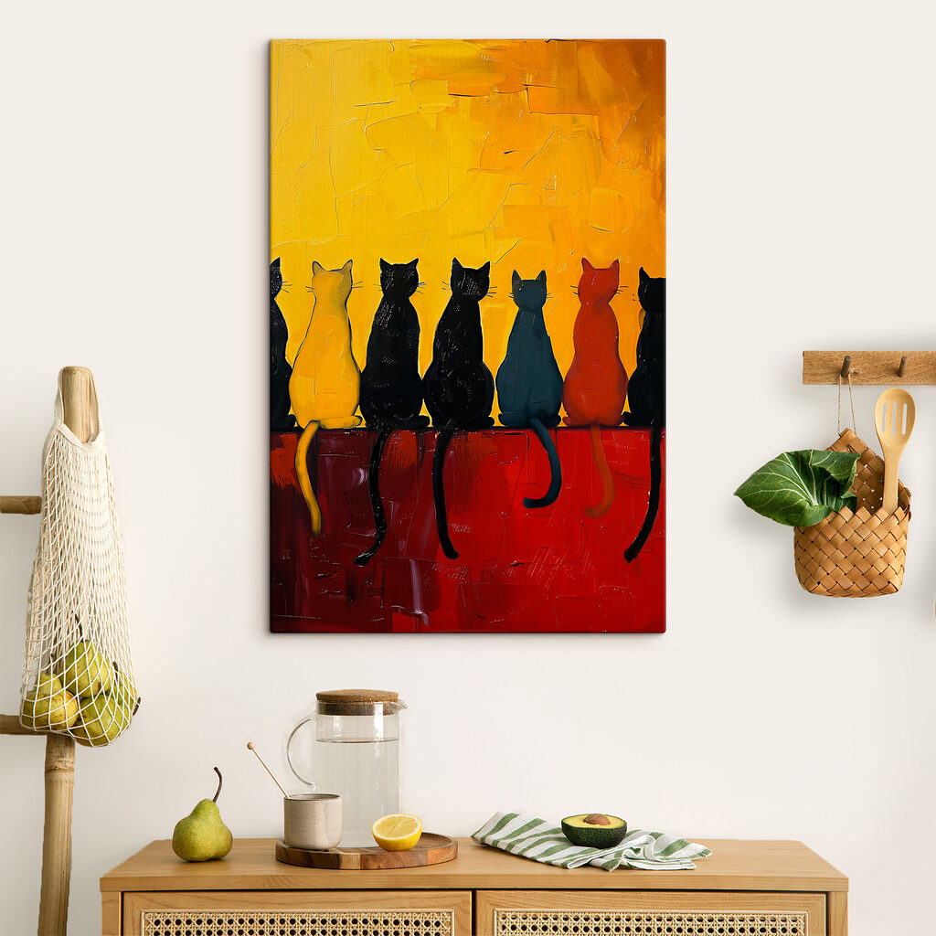 Chats au mur rouge — intérieur 2