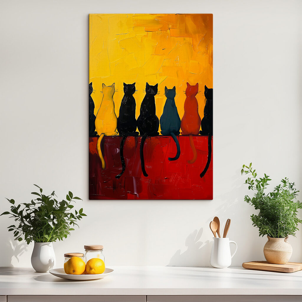 Chats au mur rouge — intérieur 3
