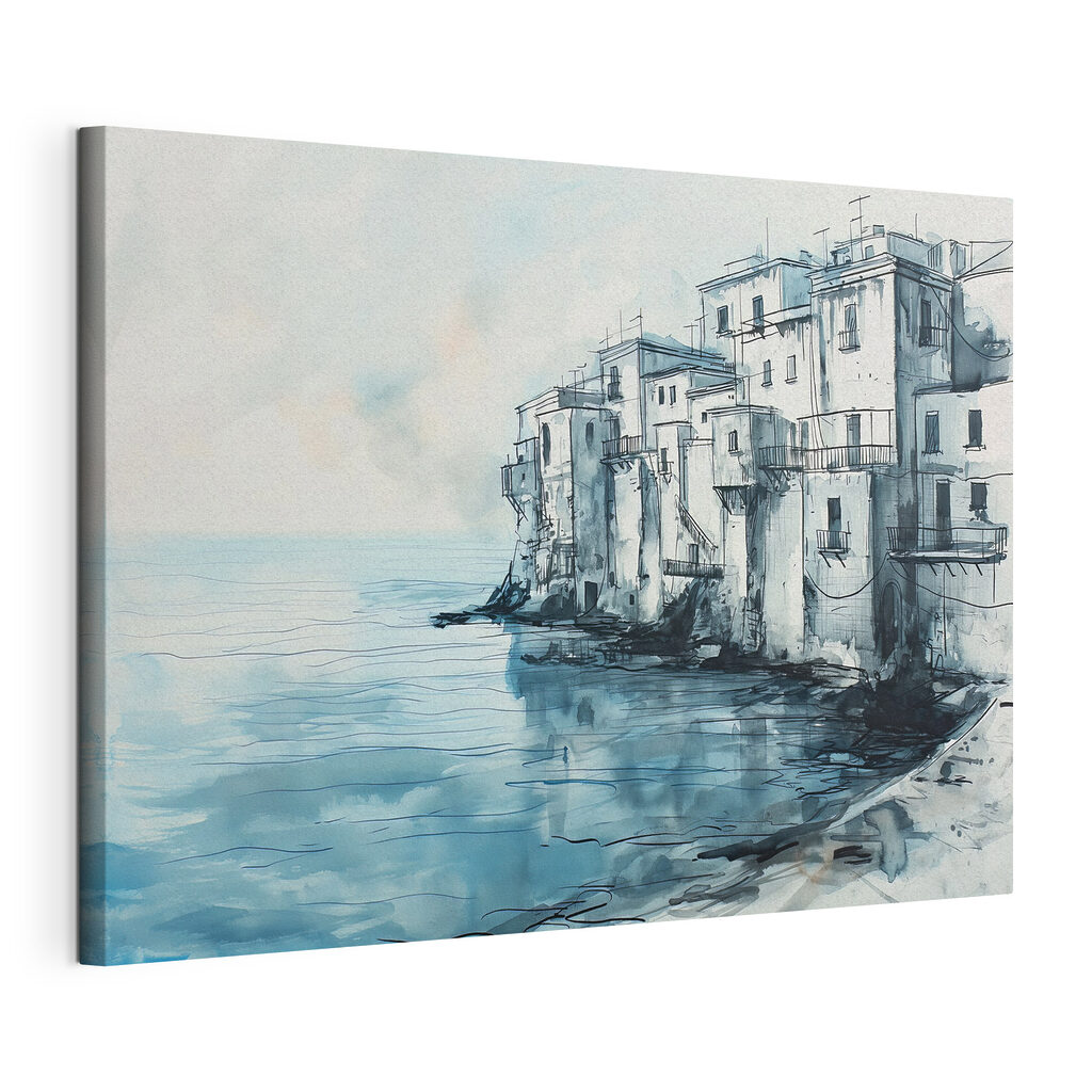 Maisons pâles sur l’eau — vue du produit